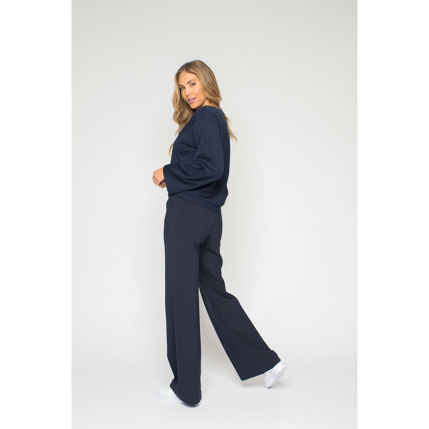 bruna x sofia navy blue women's pant suit