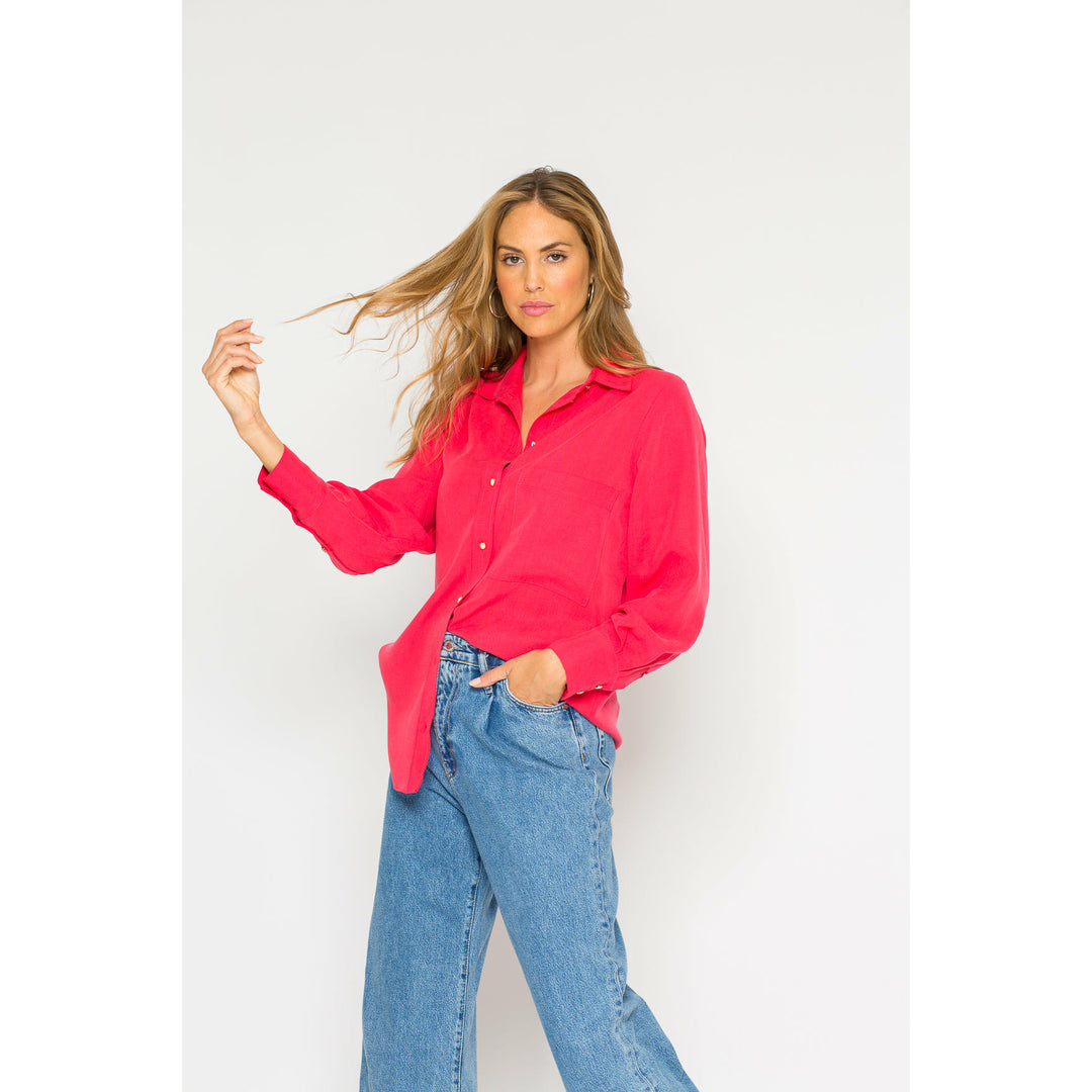 strawberry red women's blouse