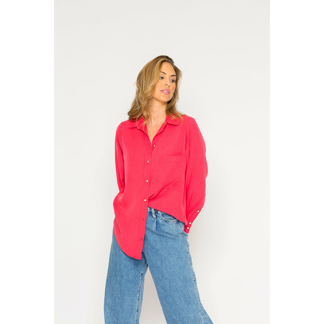 strawberry red women's blouse