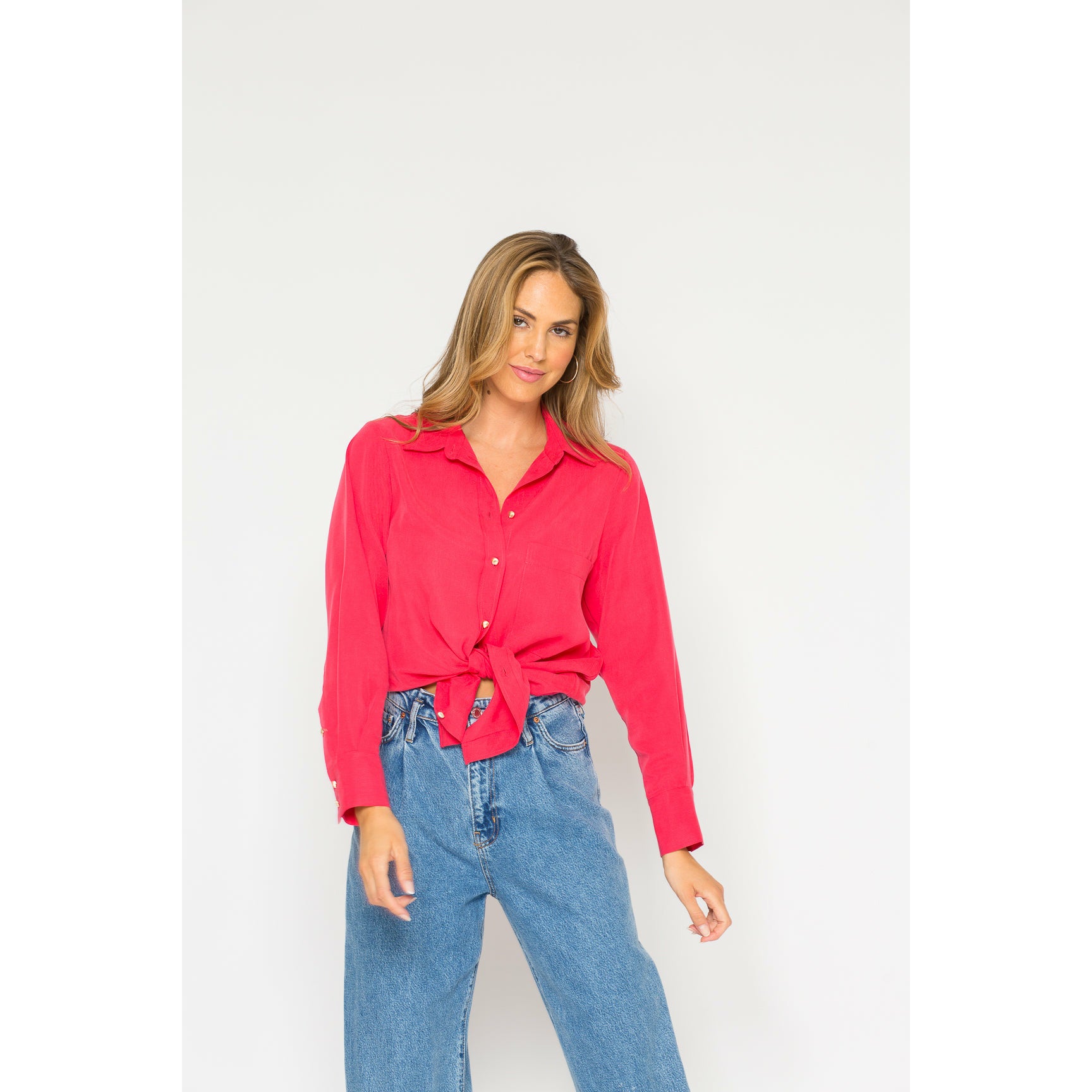 strawberry red women's blouse